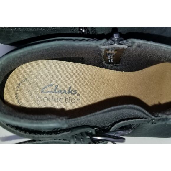 CLARKS COLLECTION Women's Black Adreena Field Leather Booties Block Heel Sz 10M - Picture 8 of 9